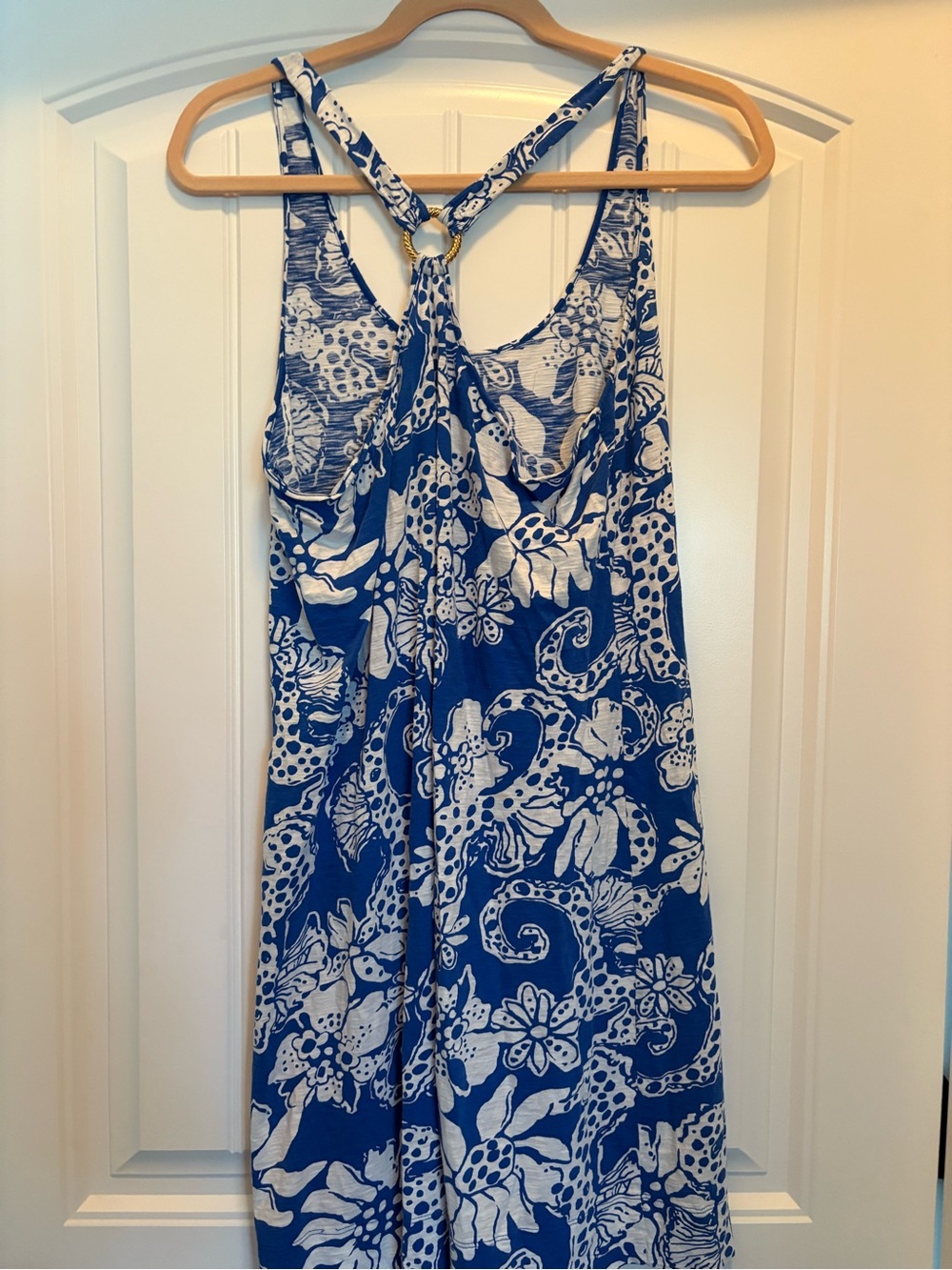 Lilly Pulitzer Blue & White Floral swim coverup - Women's large. GUC - Picture 4 of 5